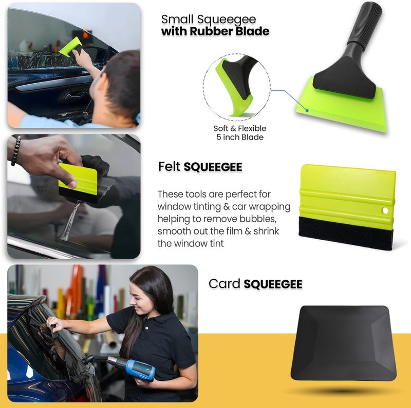 Charmier Window Tint Kit Vinyl Wrap Tool for Car Tinting Tools Windshield Back Window Squeegee Bulldozer Squeegee Scrubber Paddle Rubber for Car Wrapping Film Installation Auto Tint Kit Pro Set - Image 3